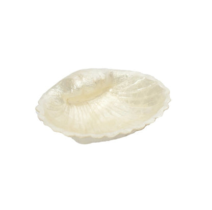 Capiz Shell Scroll Shell Bowl - White 6"