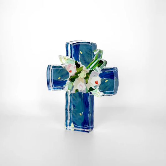 LDN Acrylic Blue Confetti Cross - 5"