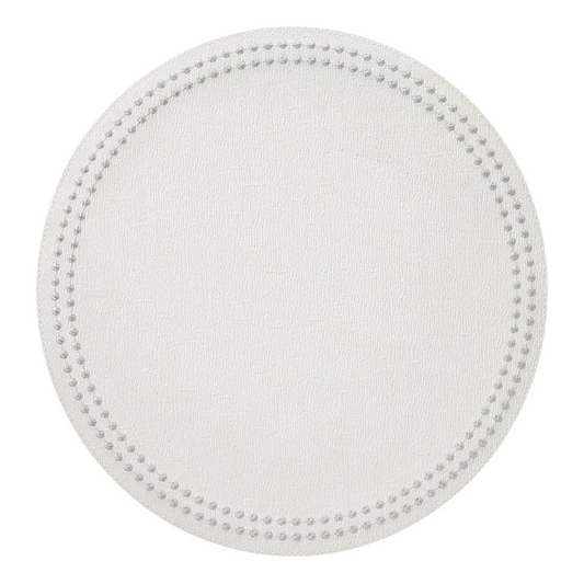 Round Pearls Placemat - Antique White & Silver