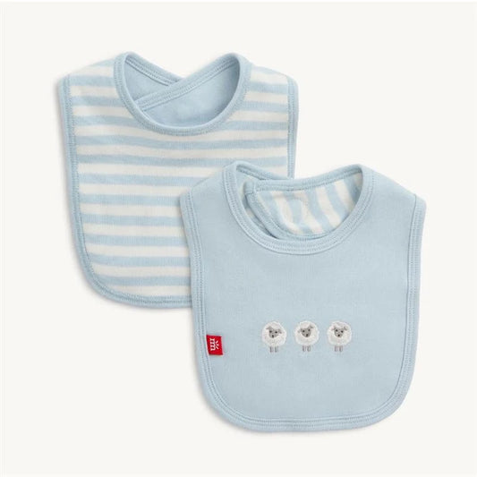 Stripe Organic Cotton - Blue - Reversible Magnetic Bib