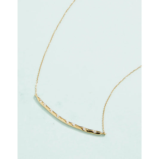 SPT N Arc Necklace - Gold & Crystal 17"