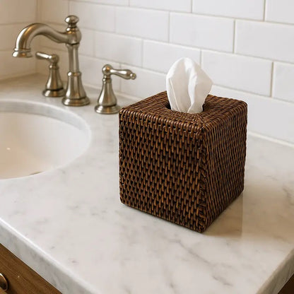 Square Tissue Box - Antique Brown