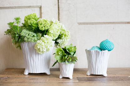 Mellie Footed Pot - White - 7" X 6.5"