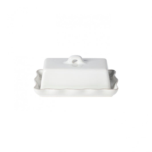 Cook & Host - White - Ruffled Lidded Butter Dish 8"