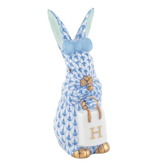 HND Figurine - Shopping Bunny - Blue - 3.5"H