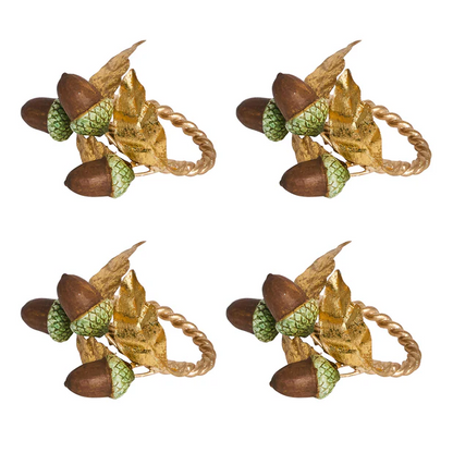 Forest Walk - Acorn Napkin Ring - Multicolor - Set of 4