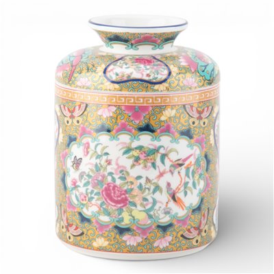 Round Tissue Box - Rose Medallion Canton - 7"H