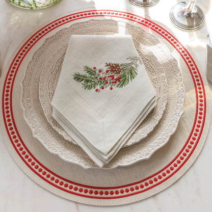 Natale - Sprig Linen Napkin 22"