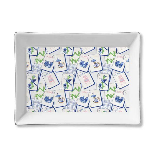 Ceramic Tray - Blue Mahjong