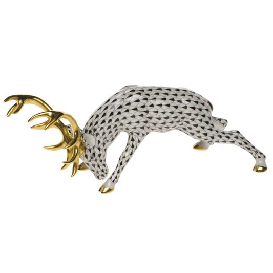 HND Figurine - Stag W/ Feet Back - Black