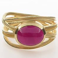 Wrapped Ribbon Ring with Oval Ruby Cabochon