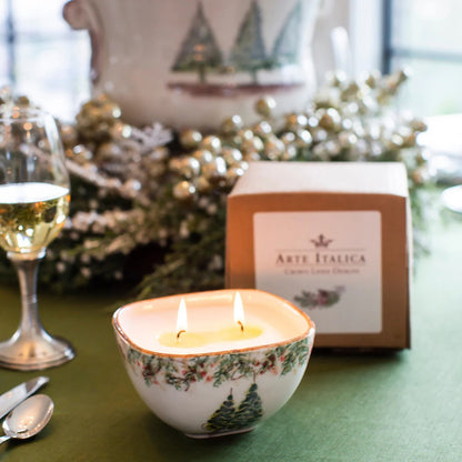 Natale - Candle in Small Square Bowl 5"