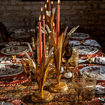 Forest Walk - Wheat Candlestick - Gold 17"