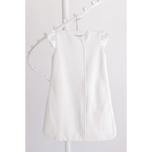 White Sleep Sack with Jacquard Bows