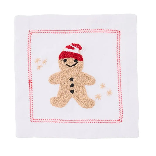 DBR Gingerbread Embroidered Cocktail Napkin Set/4 - Boy