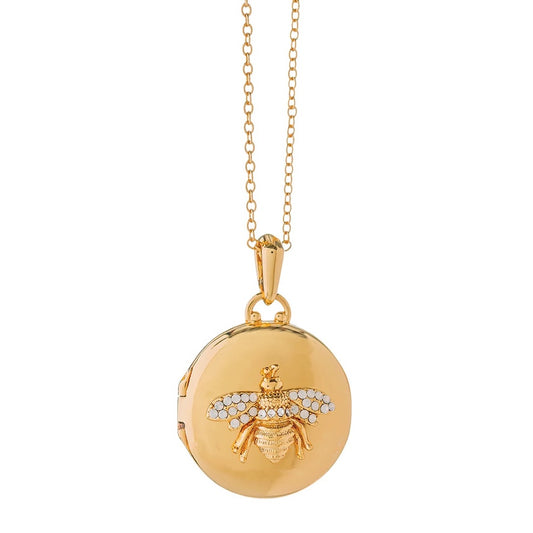 SPT N Classic Round Bee Locket Necklace 32"