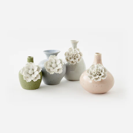 Single Assorted Porcelain Pastel Flower Vase - 6" - 8"