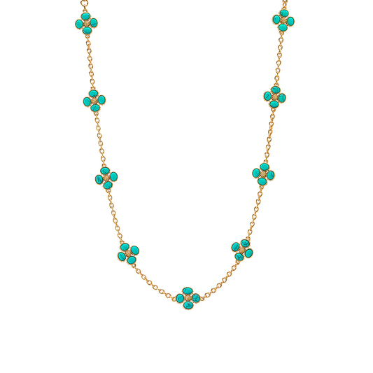 Berry - Clover Double Sided Necklace - 16" - Turquoise