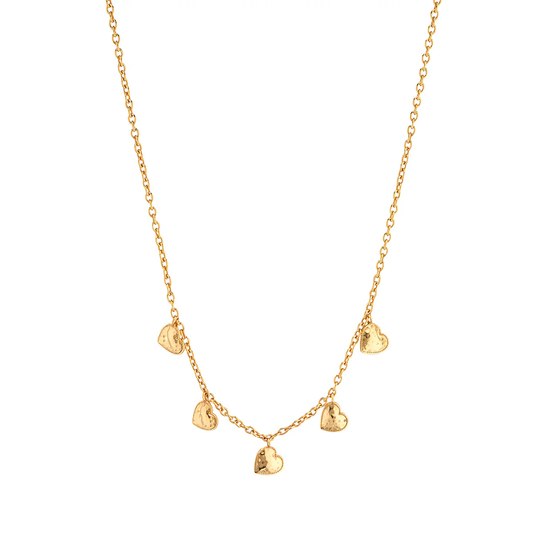 Love - Heart Multi-Station Necklace - 16" - Gold