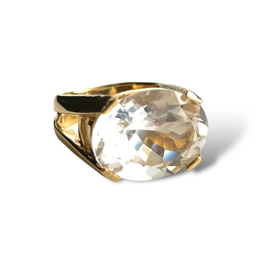 Faceted Maxi Cocktail Ring - White Topaz - Size 7