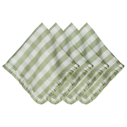 Gingham Ruffle Napkin - Seagrass