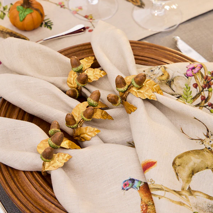 Forest Walk - Acorn Napkin Ring - Multicolor - Set of 4