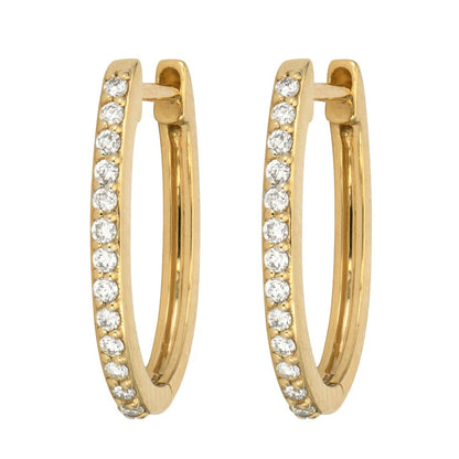 TSJ E - Classic Small Oval Pave Hoops, .20tcw, 14KYG