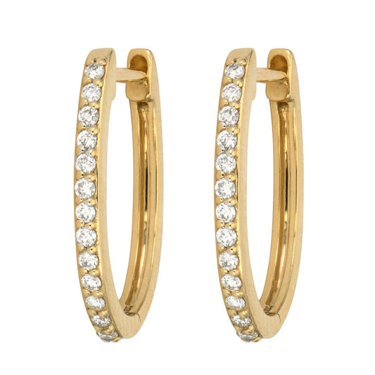 TSJ E - Classic Small Oval Pave Hoops, .20tcw, 14KYG