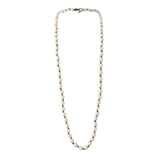 Baroque Pearls on Knotted Suede - White & Gray 44"