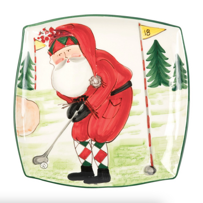 Old St. Nick - Square Platter - Golfing 12"