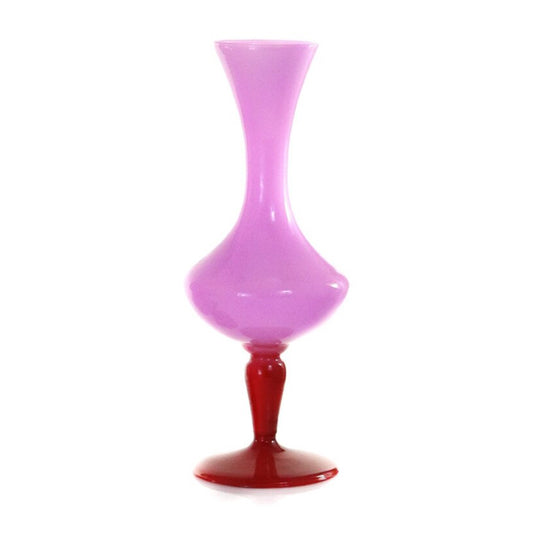 Colored Glass Vase - Pink & Vermillion 9" - Shape B