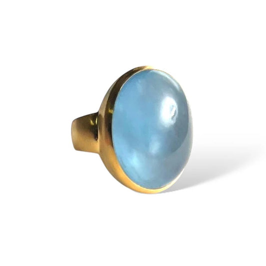 DMD R Large Aquamarine Cabachon Ring SZ7