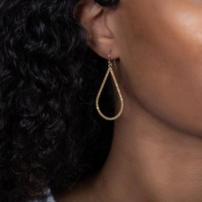 Large Teardrop Stardust Earrings in 18k Gold