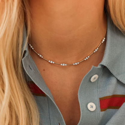Ava Bea Spaced Tennis Necklace - 14kt Gold