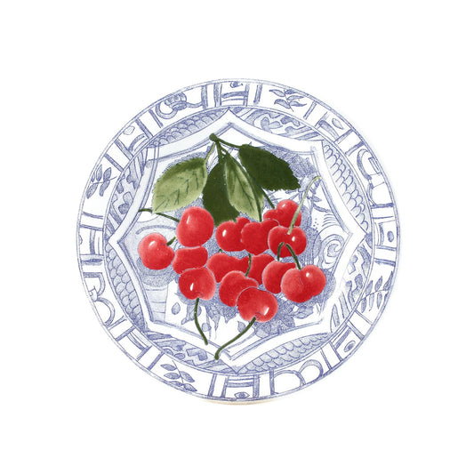 Oiseau Blue - Cherries - Dessert Plate 8.5"