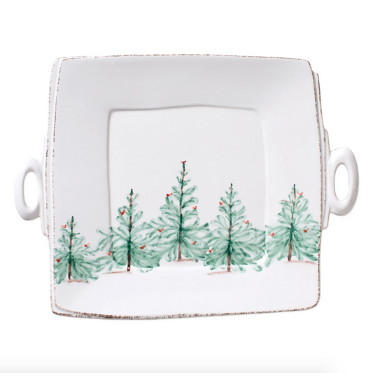 VTR Lastra - Holiday - Handled Square Platter 16.25"