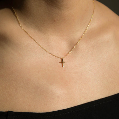 JKD N - Diamond Cross Necklace; 14kt YG