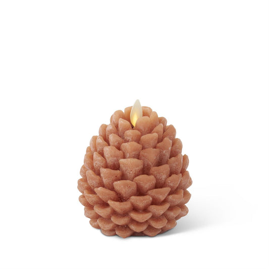 KKI 4.5" Light Brown Wax Pinecone Luminara Indoor Candle