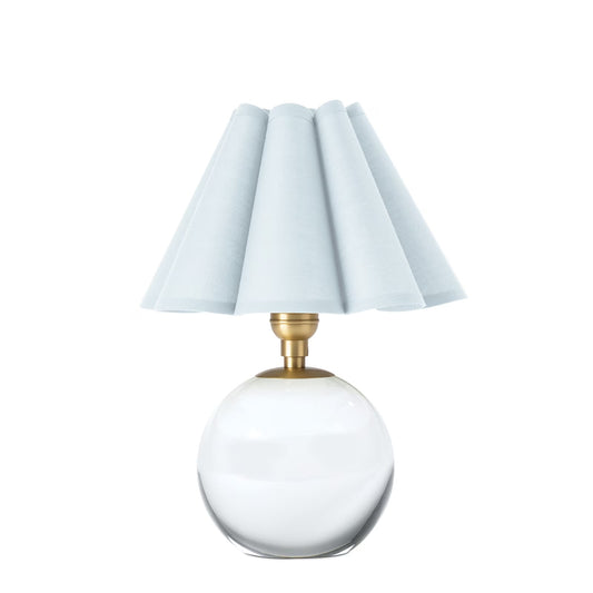 Giorgio Crystal Mini Lamp with Mist Blue Scalloped Shade - 13"H