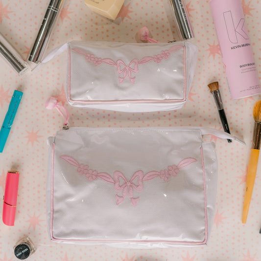 Floral Bow Makeup Bag
