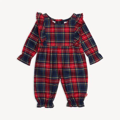 Holiday Plaid Flannel Ruffle Romper -