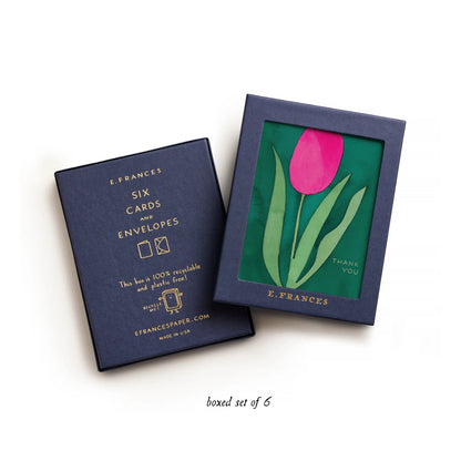 Boxed Thank You Cards - Pink Tulip - 6ct