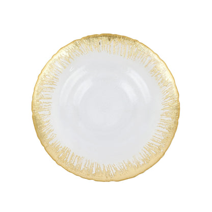 Rufolo Glass - Gold Brushstroke Medium Shallow Bowl 12.75"