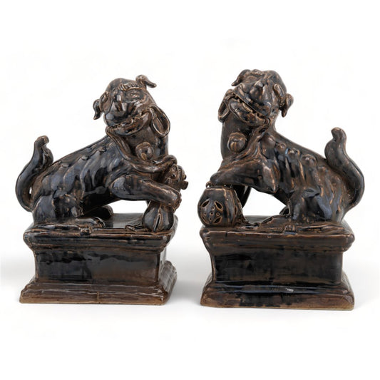 Foo Dogs - Aged Black - 11.5"H - (Set of 2)
