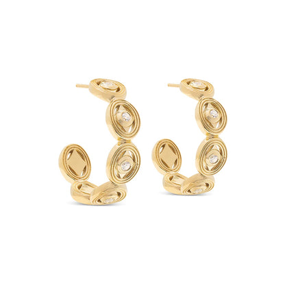 Monique - Hoops in Gold with Clear Crystals