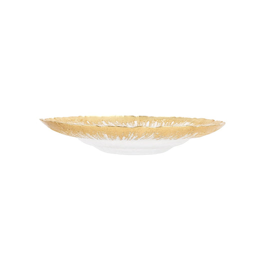 Rufolo Glass - Gold Brushstroke Medium Shallow Bowl 12.75"