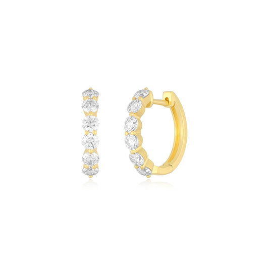 EFC E Jumbo Prong Set Diamond Hoop Earrings - 14KTYG