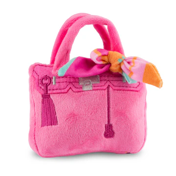 HDD Barkin Bag - Pink W/ Scarf Squeaker Dog Toy - Small