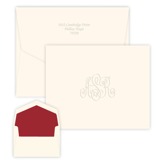 Classic Monogram Note - Embossed - Personalized