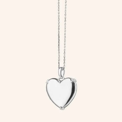 MRK Heart Sterling Silver Locket Necklace W/White Sapphires